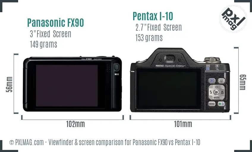 Panasonic FX90 vs Pentax I-10 Screen and Viewfinder comparison