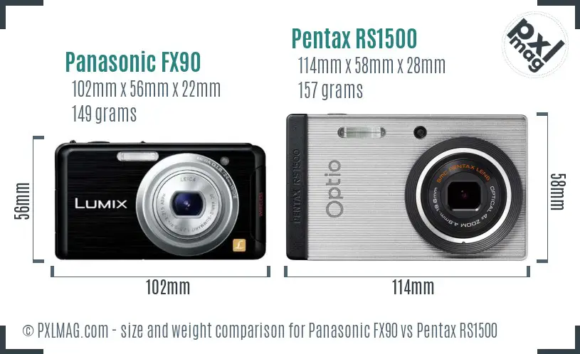 Panasonic FX90 vs Pentax RS1500 size comparison
