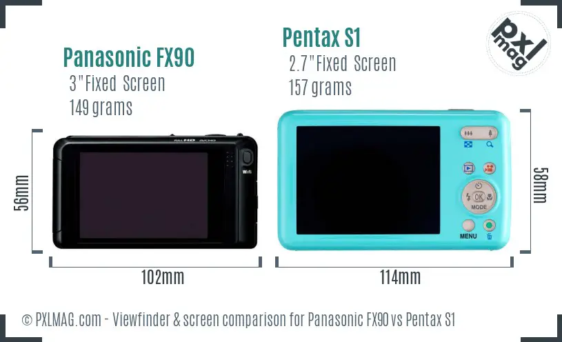 Panasonic FX90 vs Pentax S1 Screen and Viewfinder comparison