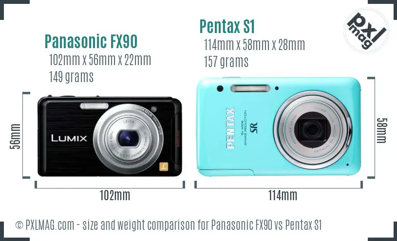 Panasonic FX90 vs Pentax S1 size comparison