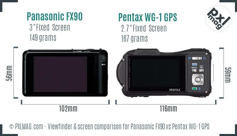 Panasonic FX90 vs Pentax WG-1 GPS Screen and Viewfinder comparison