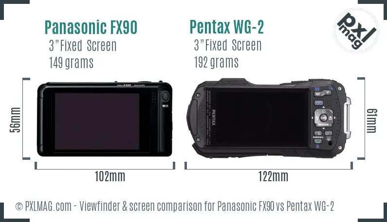 Panasonic FX90 vs Pentax WG-2 Screen and Viewfinder comparison