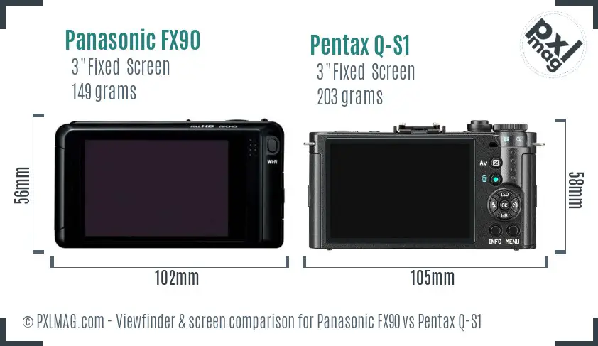 Panasonic FX90 vs Pentax Q-S1 Screen and Viewfinder comparison
