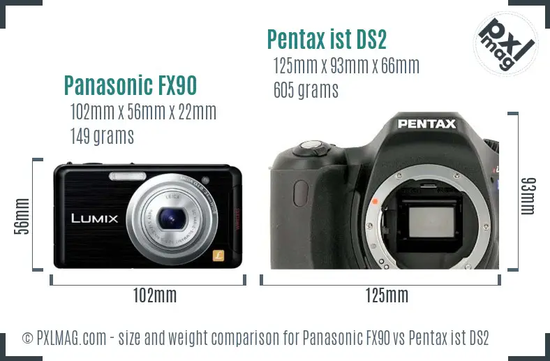 Panasonic FX90 vs Pentax ist DS2 size comparison