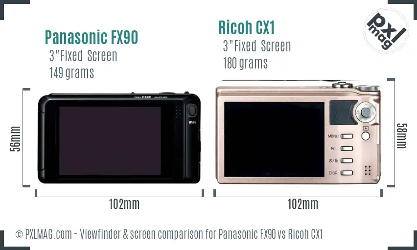 Panasonic FX90 vs Ricoh CX1 Screen and Viewfinder comparison Panasonic FX90 vs Ricoh CX1 Screen and Viewfinder comparison