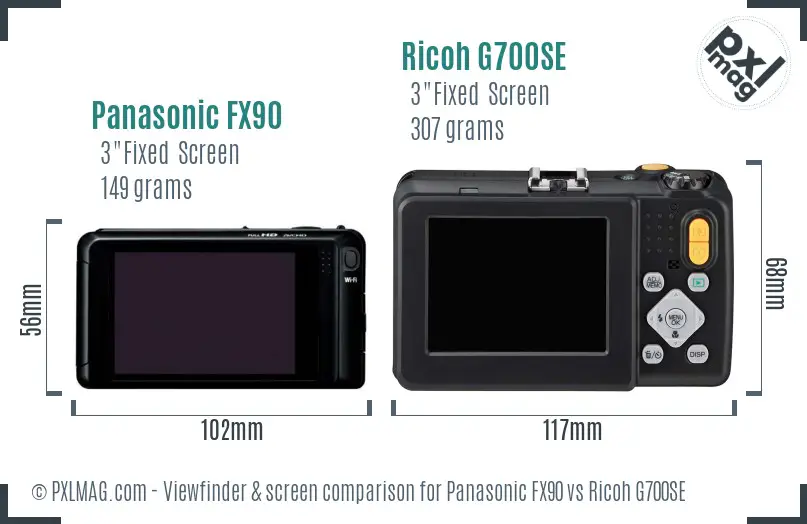 Panasonic FX90 vs Ricoh G700SE Screen and Viewfinder comparison