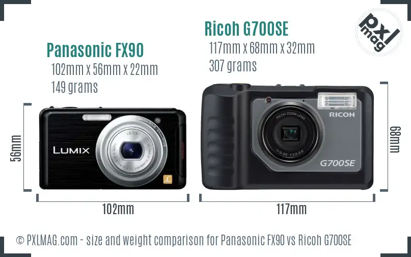 Panasonic FX90 vs Ricoh G700SE size comparison