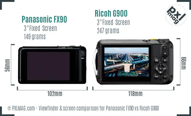 Panasonic FX90 vs Ricoh G900 Screen and Viewfinder comparison Panasonic FX90 vs Ricoh G900 Screen and Viewfinder comparison
