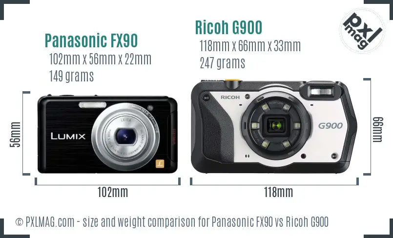 Panasonic FX90 vs Ricoh G900 size comparison Panasonic FX90 vs Ricoh G900 size comparison