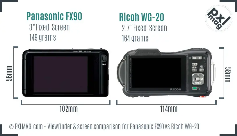 Panasonic FX90 vs Ricoh WG-20 Screen and Viewfinder comparison