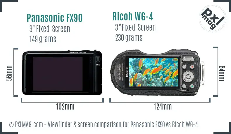 Panasonic FX90 vs Ricoh WG-4 Screen and Viewfinder comparison
