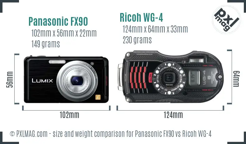 Panasonic FX90 vs Ricoh WG-4 size comparison