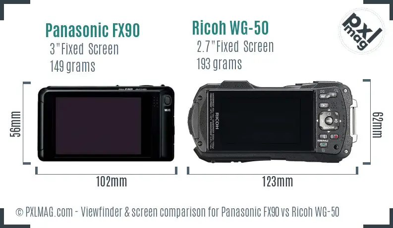 Panasonic FX90 vs Ricoh WG-50 Screen and Viewfinder comparison