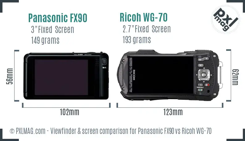 Panasonic FX90 vs Ricoh WG-70 Screen and Viewfinder comparison Panasonic FX90 vs Ricoh WG-70 Screen and Viewfinder comparison