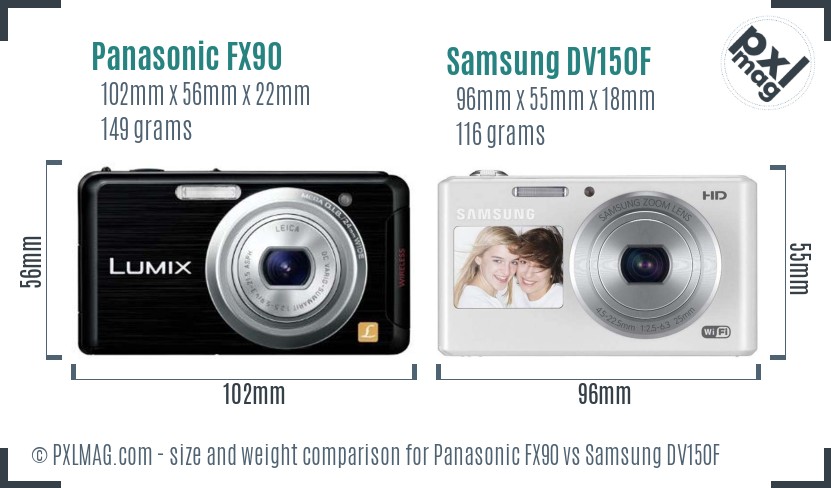 Panasonic FX90 vs Samsung DV150F size comparison Panasonic FX90 vs Samsung DV150F size comparison