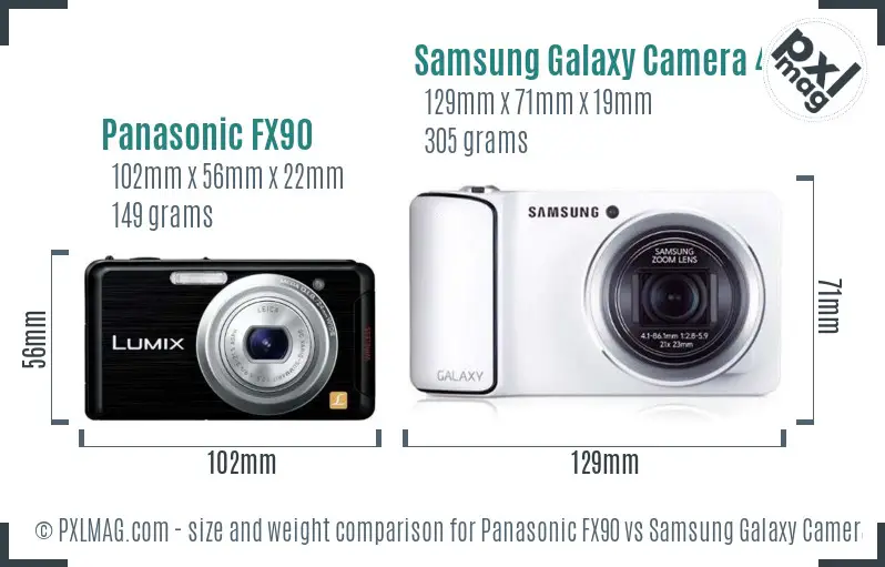 Panasonic FX90 vs Samsung Galaxy Camera 4G size comparison Panasonic FX90 vs Samsung Galaxy Camera 4G size comparison