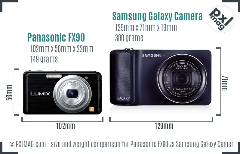 Panasonic FX90 vs Samsung Galaxy Camera size comparison Panasonic FX90 vs Samsung Galaxy Camera size comparison