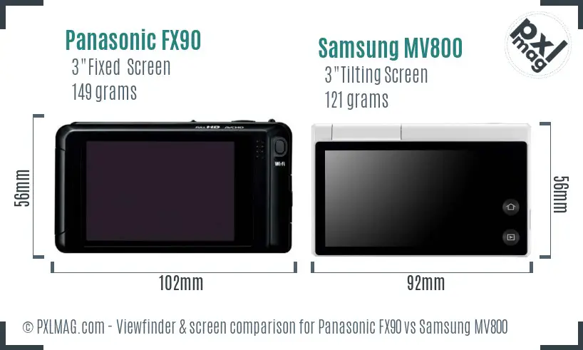 Panasonic FX90 vs Samsung MV800 Screen and Viewfinder comparison