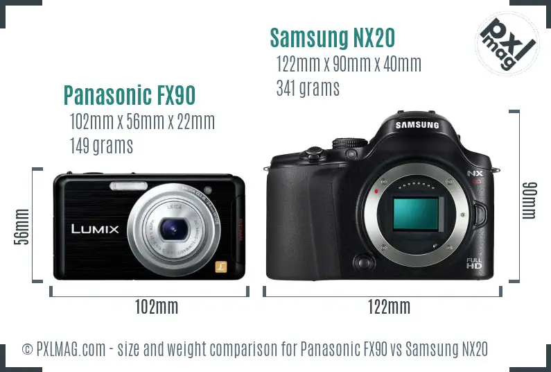 Panasonic FX90 vs Samsung NX20 size comparison