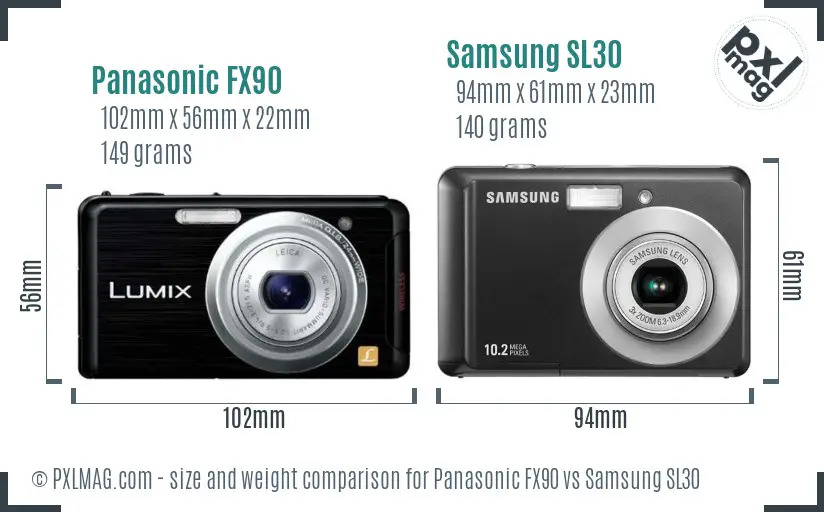 Panasonic FX90 vs Samsung SL30 size comparison Panasonic FX90 vs Samsung SL30 size comparison