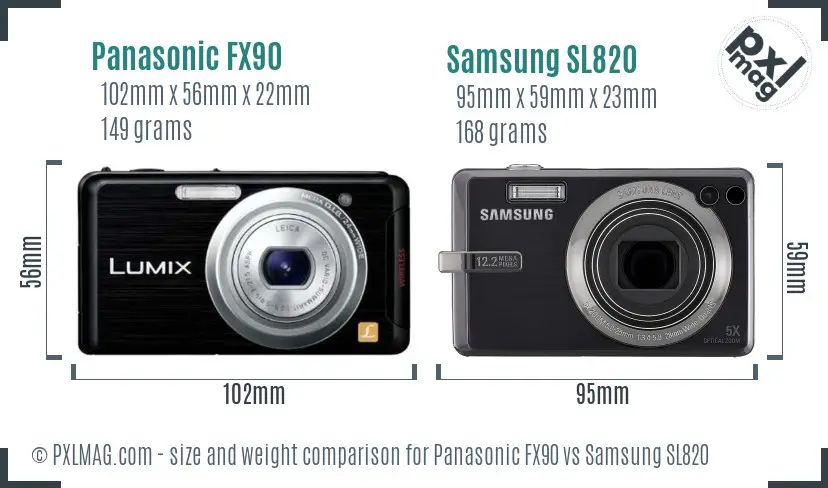 Panasonic FX90 vs Samsung SL820 size comparison