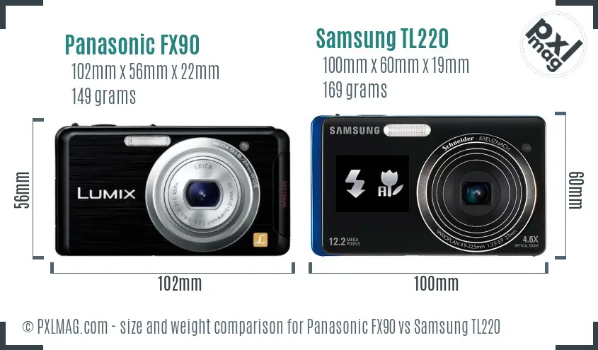 Panasonic FX90 vs Samsung TL220 size comparison