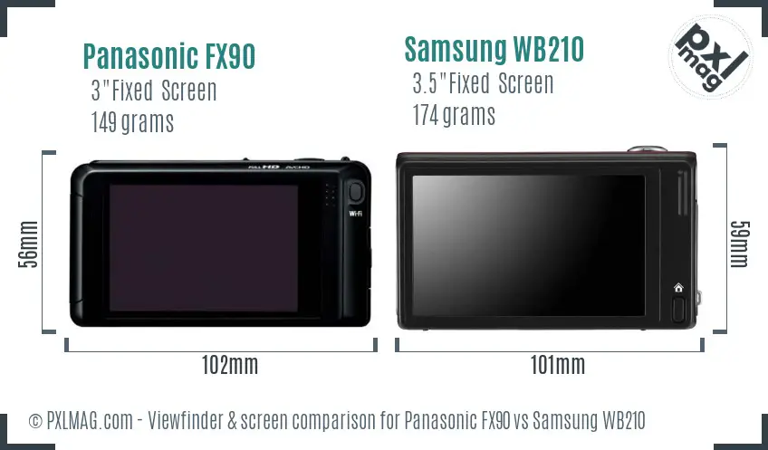 Panasonic FX90 vs Samsung WB210 Screen and Viewfinder comparison