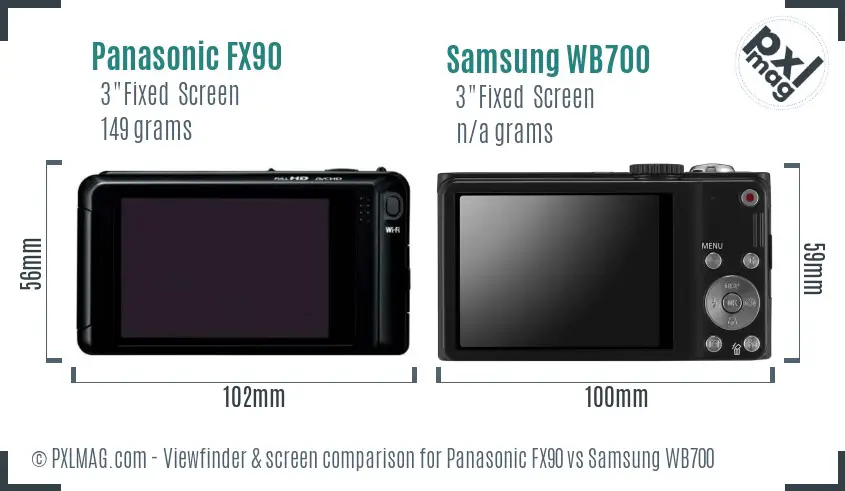 Panasonic FX90 vs Samsung WB700 Screen and Viewfinder comparison Panasonic FX90 vs Samsung WB700 Screen and Viewfinder comparison
