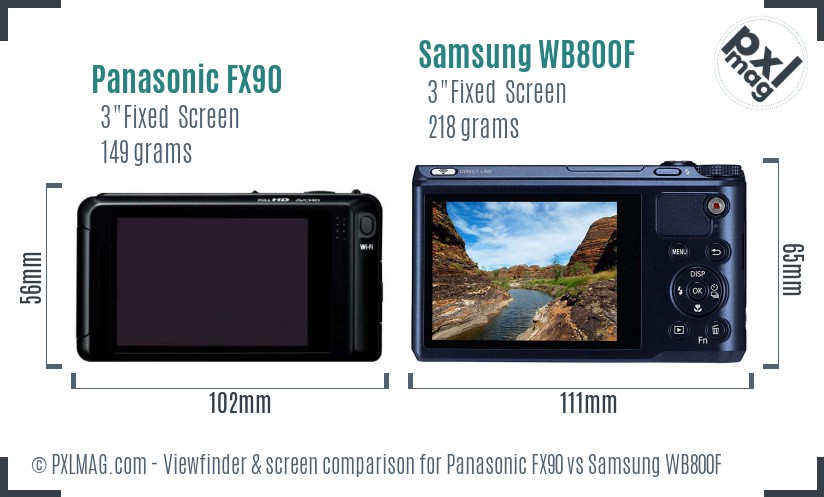 Panasonic FX90 vs Samsung WB800F Screen and Viewfinder comparison