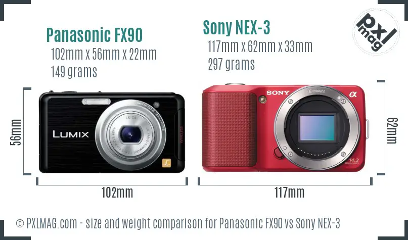 Panasonic FX90 vs Sony NEX-3 size comparison Panasonic FX90 vs Sony NEX-3 size comparison