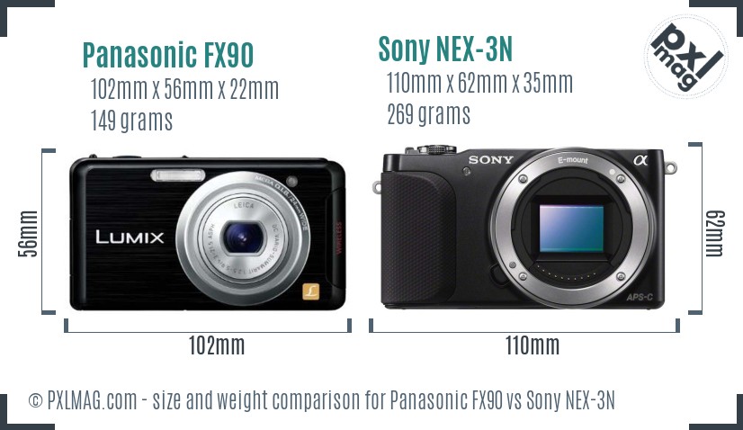 Panasonic FX90 vs Sony NEX-3N size comparison Panasonic FX90 vs Sony NEX-3N size comparison