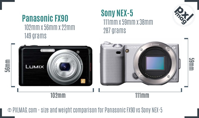 Panasonic FX90 vs Sony NEX-5 size comparison