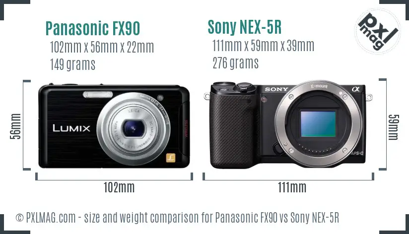 Panasonic FX90 vs Sony NEX-5R size comparison Panasonic FX90 vs Sony NEX-5R size comparison