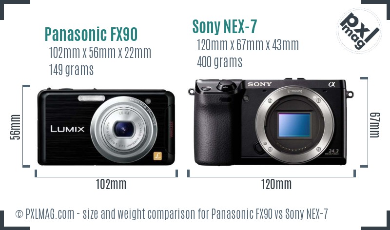 Panasonic FX90 vs Sony NEX-7 size comparison Panasonic FX90 vs Sony NEX-7 size comparison