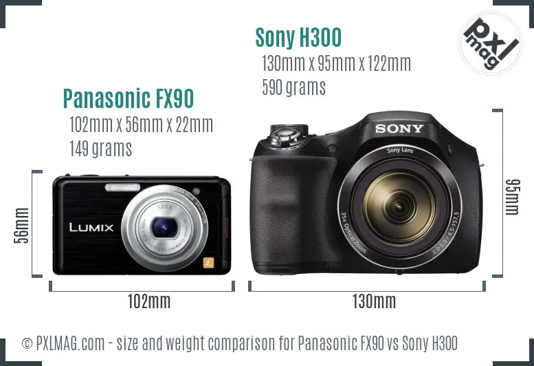 Panasonic FX90 vs Sony H300 size comparison Panasonic FX90 vs Sony H300 size comparison