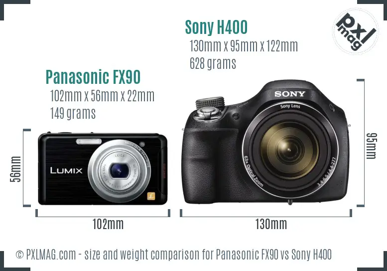 Panasonic FX90 vs Sony H400 size comparison Panasonic FX90 vs Sony H400 size comparison