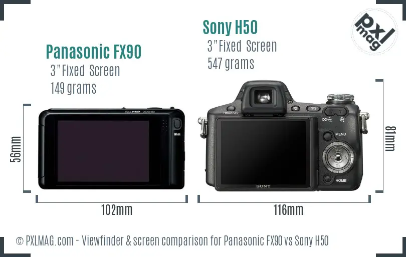 Panasonic FX90 vs Sony H50 Screen and Viewfinder comparison