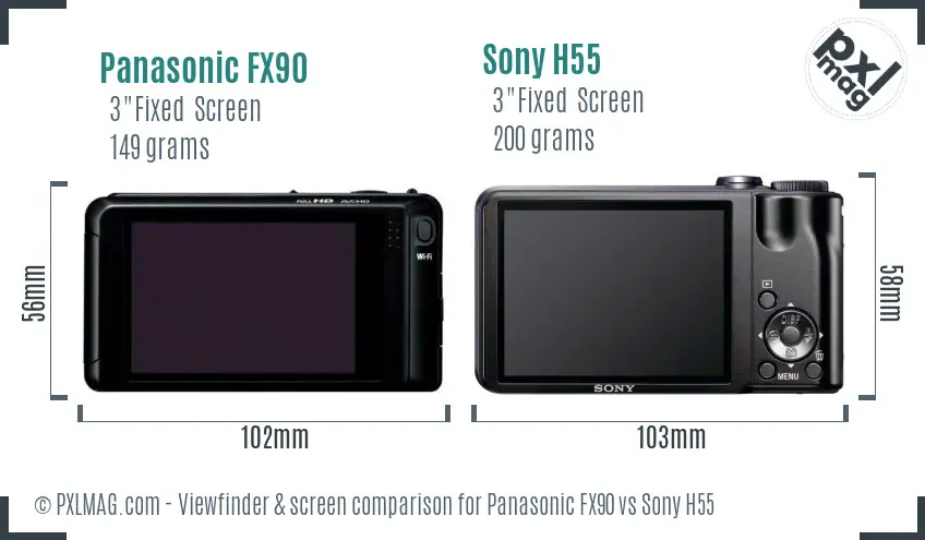 Panasonic FX90 vs Sony H55 Screen and Viewfinder comparison