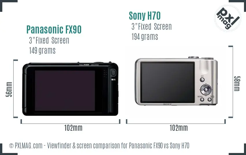 Panasonic FX90 vs Sony H70 Screen and Viewfinder comparison