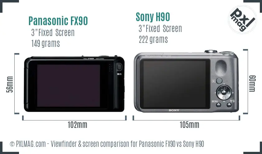 Panasonic FX90 vs Sony H90 Screen and Viewfinder comparison