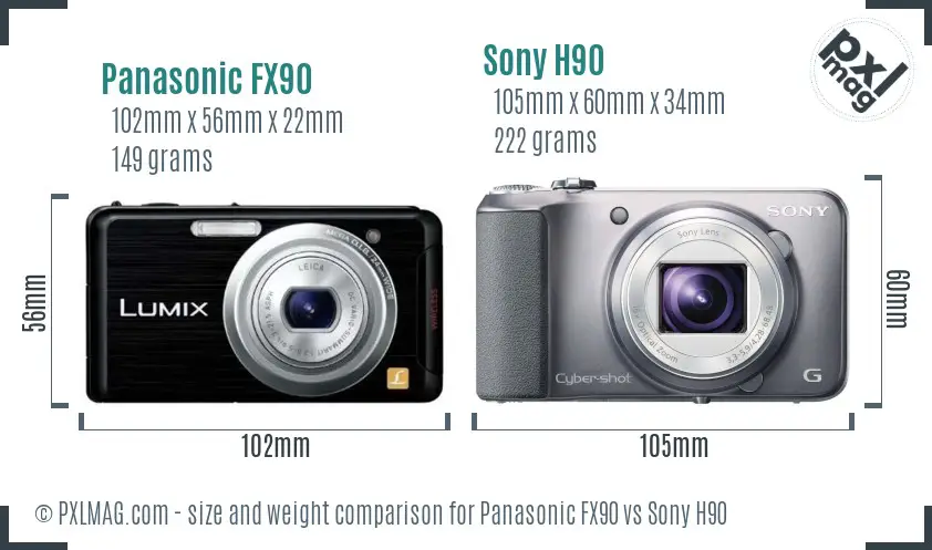 Panasonic FX90 vs Sony H90 size comparison