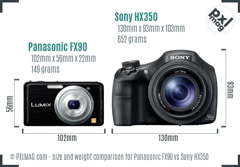 Panasonic FX90 vs Sony HX350 size comparison Panasonic FX90 vs Sony HX350 size comparison