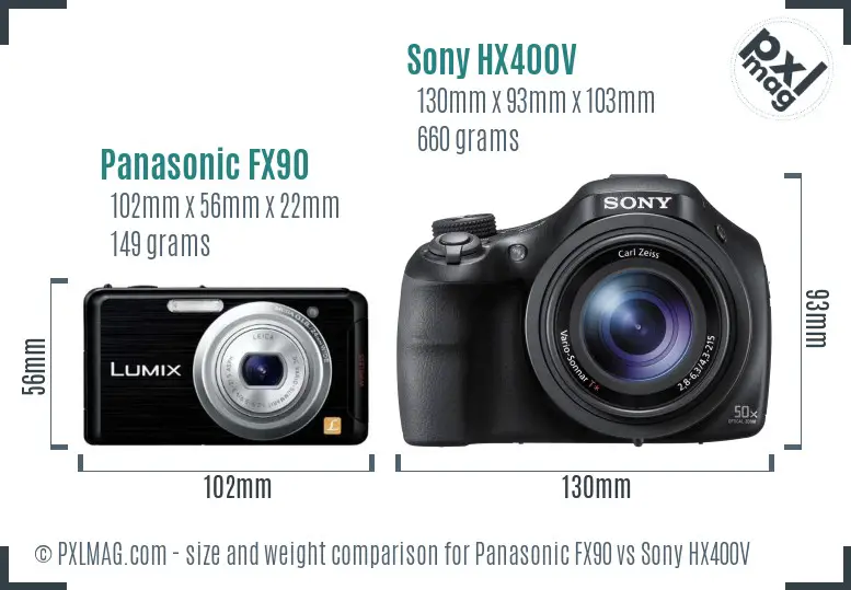 Panasonic FX90 vs Sony HX400V size comparison