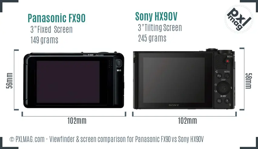 Panasonic FX90 vs Sony HX90V Screen and Viewfinder comparison