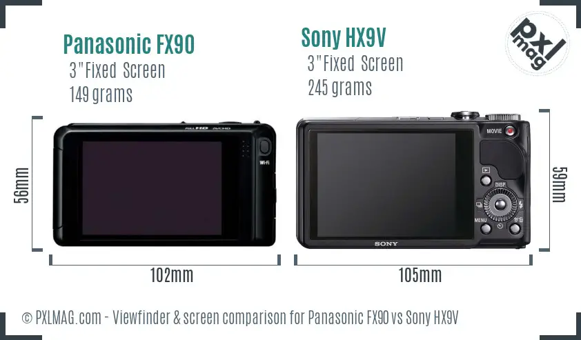 Panasonic FX90 vs Sony HX9V Screen and Viewfinder comparison