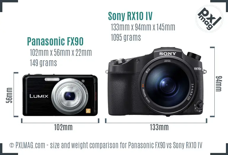 Panasonic FX90 vs Sony RX10 IV size comparison