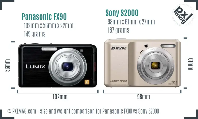 Panasonic FX90 vs Sony S2000 size comparison