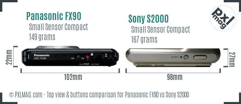 Panasonic FX90 vs Sony S2000 top view buttons comparison