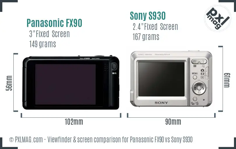 Panasonic FX90 vs Sony S930 Screen and Viewfinder comparison Panasonic FX90 vs Sony S930 Screen and Viewfinder comparison