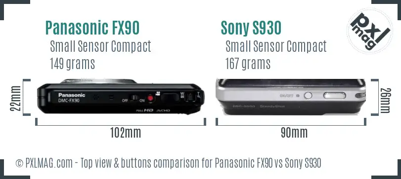 Panasonic FX90 vs Sony S930 top view buttons comparison Panasonic FX90 vs Sony S930 top view buttons comparison